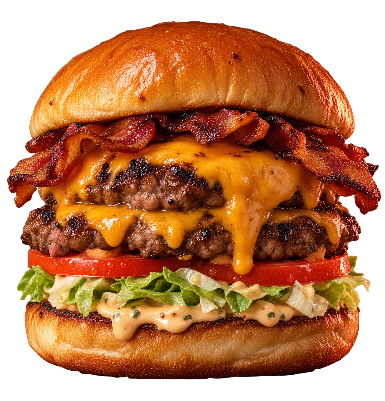 Hambúrguer artesanal Cebros com bacon e cheddar